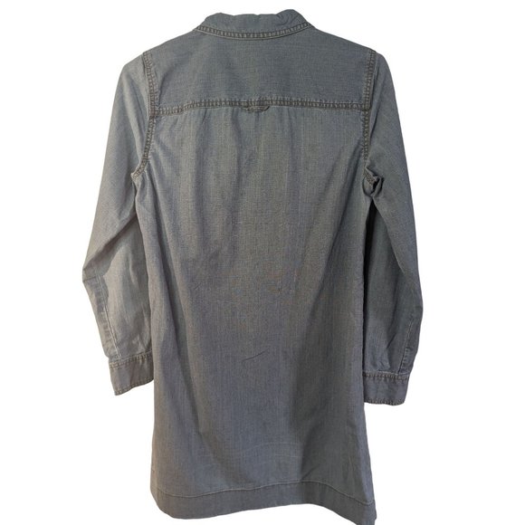 J Crew Factory Classic Chambray Cotton Button Shirt Dress Roll-tab sleeve Sz S - Picture 4 of 10